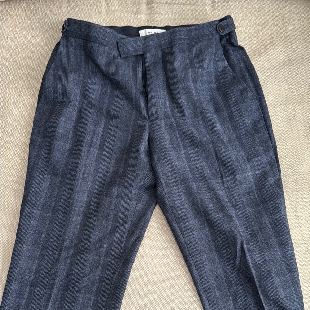Reiss Blue 100% wool Plaid Suit Trouser - NEVER WORN